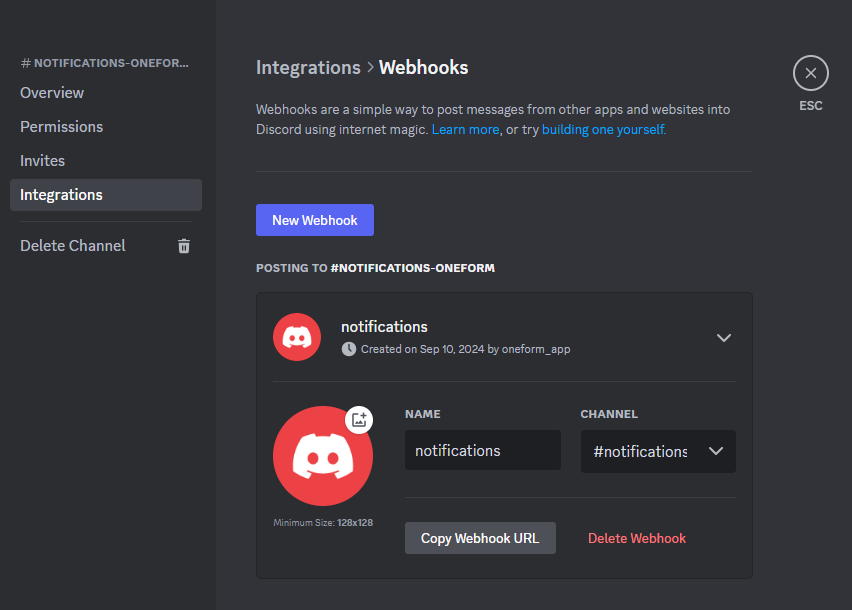 create new webhook